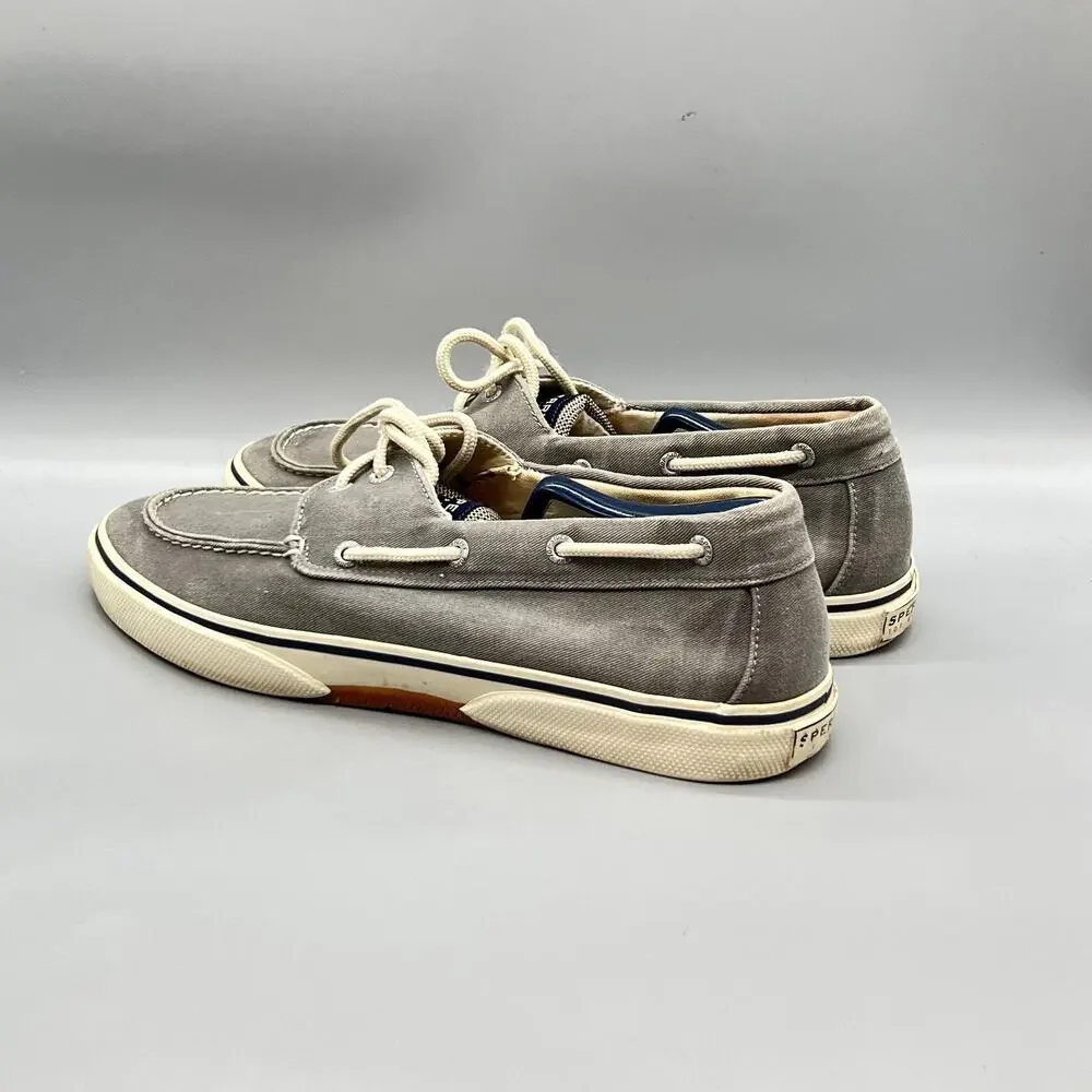 Sperry Shoes Mens 11.5 Gray Canvas Top Sider Boat Deck Moc Toe Casual Comfort